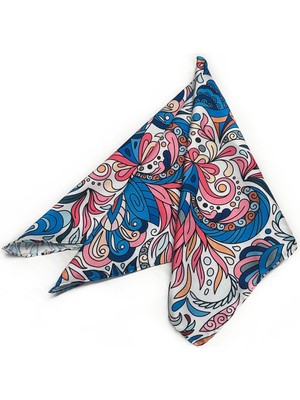 La Pescara Çok Renkli Motif Desen Fular Bandana 55-55 cm KDNF02