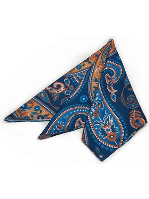 La Pescara Petrol Mavi Şal Desen Fular Bandana 55-55 cm KDNF08