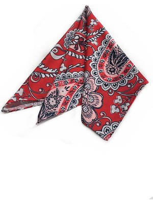 La Pescara Kırmızı Şal Desen Fular Bandana 55-55 cm KDNF23