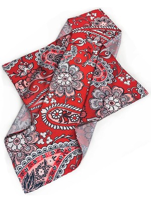 La Pescara Kırmızı Şal Desen Fular Bandana 55-55 cm KDNF23