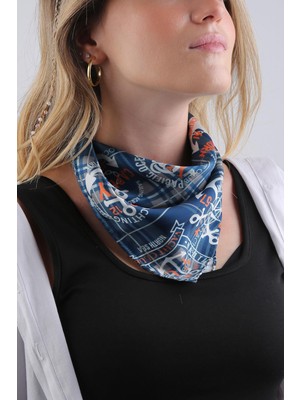 La Pescara Petrol Mavisi Denizci Motif Fular Bandana 55-55 cm KDNF11