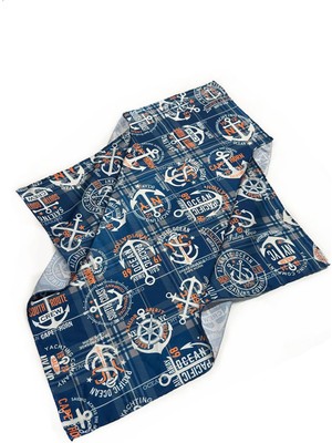 La Pescara Petrol Mavisi Denizci Motif Fular Bandana 55-55 cm KDNF11