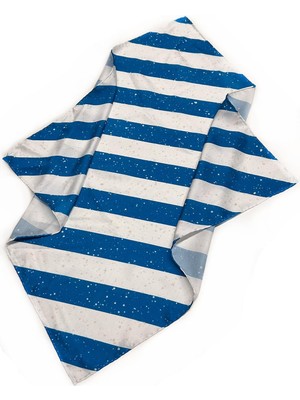 La Pescara Mavi - Beyaz Çizgi Desen Fular Bandana 55-55 cm  KDNF14