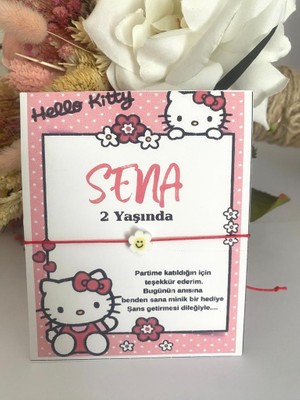 Rüz Aksesuar Kişiye Özel Isimli Hello Kitty Konsept Şans Bilekliği Doğum Günü Hediyeliği 18 Adet