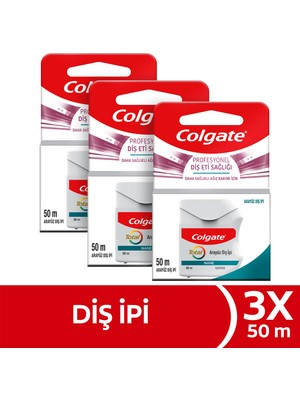 Colgate Total Profesyonel Diş Eti Sağlığı 3 x 50 m Arayüz Diş İpi Daha Sağlıklı Ağız Bakımı İçin