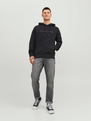 Jack & Jones Hood Star Erkek Siyah Kapüşonlu Sweatshirt