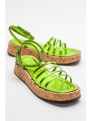 Luvi Angela Metalik Yeşil Kadın Sandalet