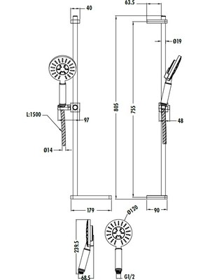 Creavit Sh463 Sürgülü Duş Seti