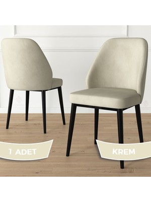 Canisa Concept Tura Serisi 1 Adet Mutfak Sandalyesi Metal Siyah Ayaklı 1. Sınıf Babyface Kumaş