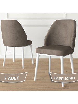 Canisa Concept Tura Serisi 2 Adet Mutfak Sandalyesi Metal Beyaz Ayaklı 1. Sınıf Babyface Kumaş