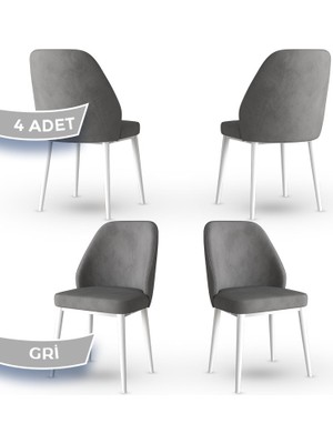 Canisa Concept Tura Serisi 4 Adet Mutfak Sandalyesi Metal Beyaz Ayaklı 1. Sınıf Babyface Kumaş