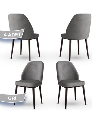 Canisa Concept Tura Serisi 4 Adet Mutfak Sandalyesi Metal Kahve Ayaklı 1. Sınıf Babyface Kumaş