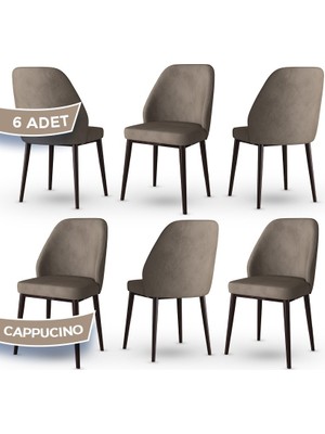 Canisa Concept Tura Serisi 6 Adet Mutfak Sandalyesi Metal Kahve Ayaklı 1. Sınıf Babyface Kumaş