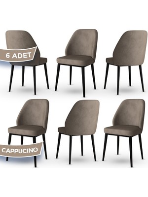 Canisa Concept Tura Serisi 6 Adet Mutfak Sandalyesi Metal Siyah Ayaklı 1. Sınıf Babyface Kumaş