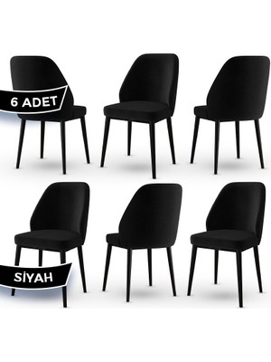 Canisa Concept Tura Serisi 6 Adet Mutfak Sandalyesi Metal Siyah Ayaklı 1. Sınıf Babyface Kumaş
