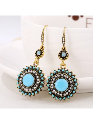 Yue Store 2 Pairs Ethnic Sun Flower Style Rhinestone Earrings (Style1) (Yurt Dışından)