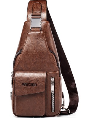 Yue Store Weixier 9525 Erkekler Tek Omuz Crossbody Çanta (Light Brown) (Yurt Dışından)