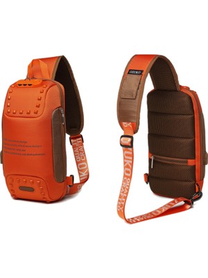 Yue Store Ozuko 9283 Men Outdoor Anti-Theft Chest Bag (Orange) (Yurt Dışından)