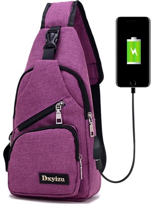 Yue Store Harici USB Şarj Arayüzü ile Dxyizu B Çantası (Purple) (Yurt Dışından)