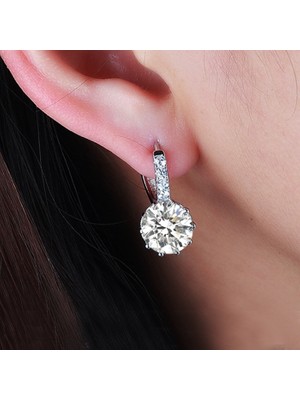 Yue Store Micro-Inserts Zircon Earrings (White) (Yurt Dışından)