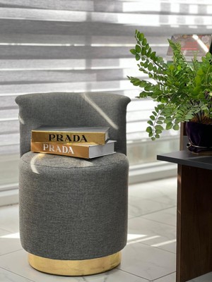 Breda Home Concept Mono Gri Gold Puf