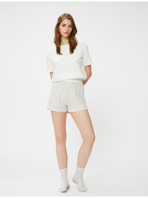 Koton Pijama Altı Şort Dokulu Beli Lastikli Viskon Karışımlı