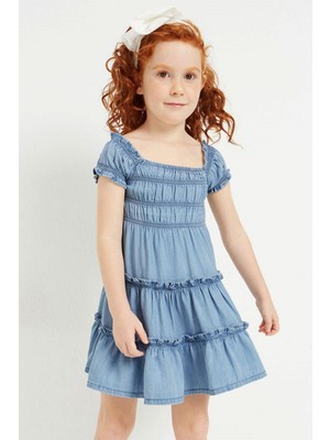Mayoral 2-9 Yaş Kız Çocuk Dökümlü Elbise Mavi