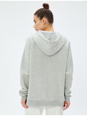 Koton Kapüşonlu Fermuarlı Sweatshirt Cep Detaylı Ribanalı