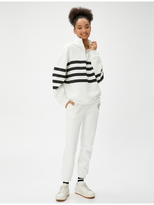 Koton Yarım Fermuarlı Sweatshirt Dik Yaka Ribanalı