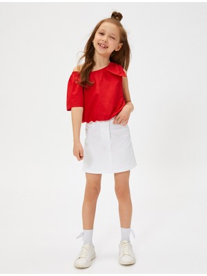 Koton Bluz Tek Omuz Fiyonk Detaylı Pamuklu