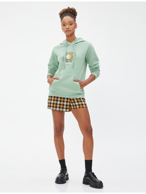 Koton Kapüşonlu Sweatshirt Baskılı Kanguru Cepli Uzun Kollu