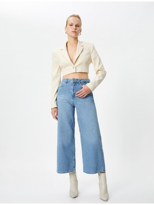 Koton Geniş Kısa Paça Kot Pantolon Yüksek Bel - Sandra Jeans
