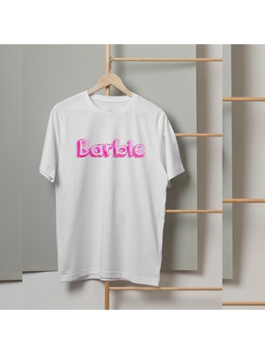 Mor Mürekkep Barbie Dolgulu Yazı Tasarım Baskılı Kadın Tshirt
