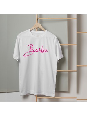Mor Mürekkep Barbie El Yazı Tasarım Baskılı Kadın Tshirt