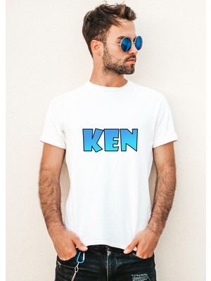 Mor Mürekkep Ken Yazı Tasarım Baskılı Erkek Tshirt