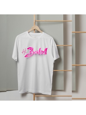 Mor Mürekkep Hi Barbie Yazı Tasarım Baskılı Kadın Tshirt