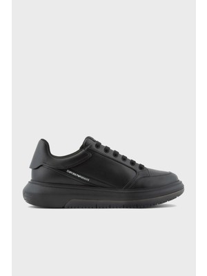 Emporio Armani Logolu Deri Sneaker Ayakkabı Erkek Ayakkabı X4X633 XM964 K001