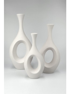 Orion 3lü Vazo Set | Seramik Bisküvi (Ham Ürün)