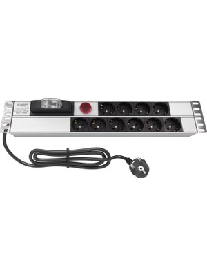 AMP 10'li Schuko Sigortalı Volt/Amper Göstergeli Rack Kabin Prizi PDU