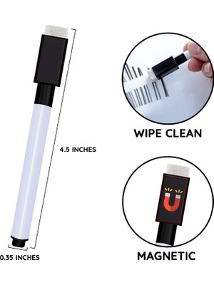 Mıknatıslı Silgili Akıllı Tahta Kalemi Silinebilir Beyaz Tahta Kalemi 10 adet siyah