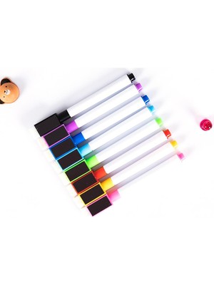 Mıknatıslı Silgili Akıllı Tahta Kalemi Silinebilir Beyaz Tahta Kalemi - 10 adet karışık renk
