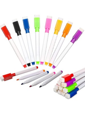Mıknatıslı Silgili Akıllı Tahta Kalemi Silinebilir Beyaz Tahta Kalemi - 5 adet karışık renk