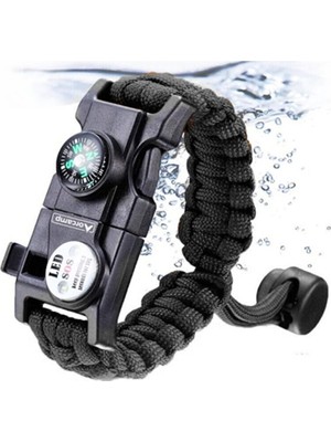 Leidory Paracord Hayatta Kalma Bilekliği Turuncu-Siyah
