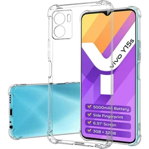 Case World Vivo Y15S Kapak Kamera Korumalı Airbag Antishock Köşe Korumalı Şeffaf Silikon Kılıf