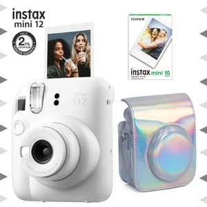 Instax Mini 12 Beyaz Fotoğraf Makinesi - 10'lu Film ve Parlak Kılıf Seti