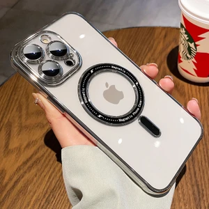 Apple iPhone 13 Pro Max Uyumlu Kılıf Magsafe Mona Silikon Kılıf Gri