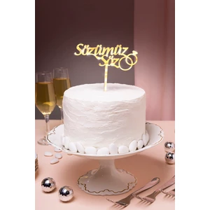 Gold Sözümüz Söz Yazılı Ayna Pleksi Pasta Üstü, Nişan Partisi, Söz Pasta Süsü, Pleksi Pasta Süsü