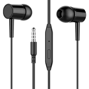 Jack Girişli Kablolu Siyah Kulak Içi Kulaklık Akıllı Telefonlarla Uyumlu Mikrofonlu Kulaklık