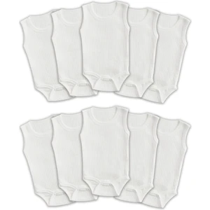 10'lu Ribana Bebek Atlet Body Zıbın Raporu Çıtçıtlı Beyaz 100% Pamuk - Ribana Bebek Body