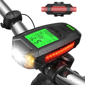 Süper Parlak Ön Far ve Arka 5 Işık Modu LED USB Şarj Edilebilir Bisiklet Işıkları Seti - Siyah (Yurt Dışından)